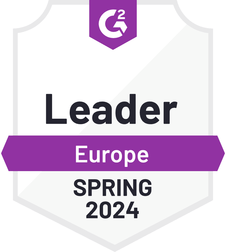 G2 Badge: Leader, Europe, Summer 2023